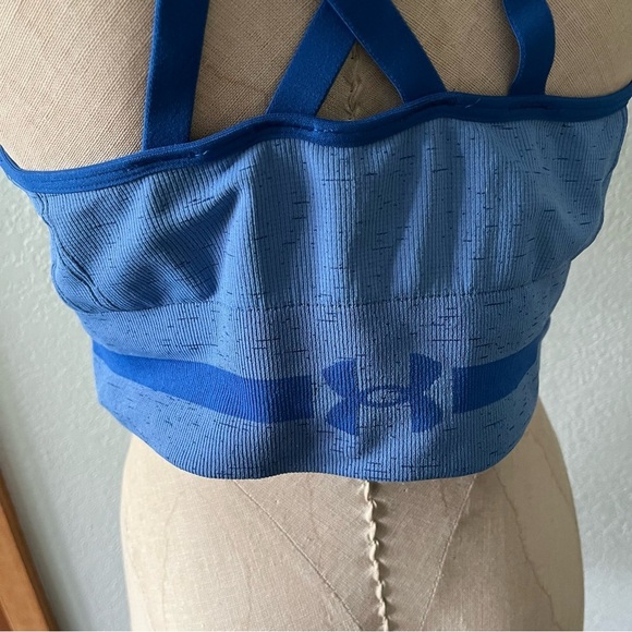 SOLD UNDER ARMOUR sz XL Blue Sports Bra Seamless Low Long Line 1357232 - Picture 8 of 10